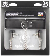 Black Leather Collar with Broad Tip Clamps